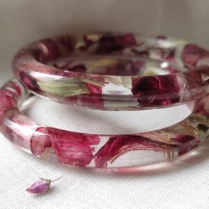 bracelet fleur séchée rouge