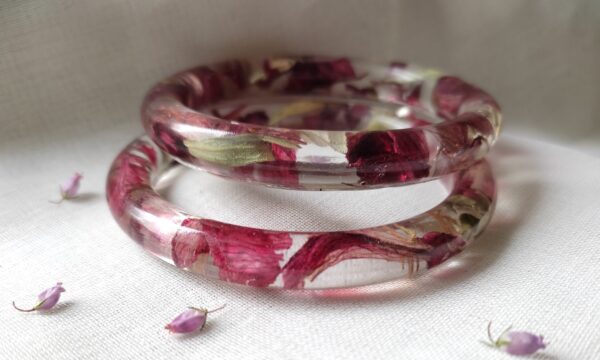 bracelet fleur séchée rouge
